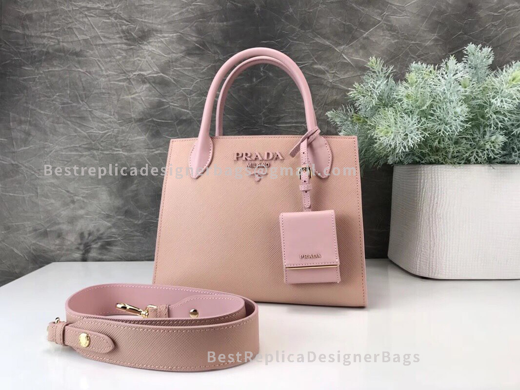 Prada Monochrome Light Pink Medium Saffiano Leather Shoulder Bag GHW 127
